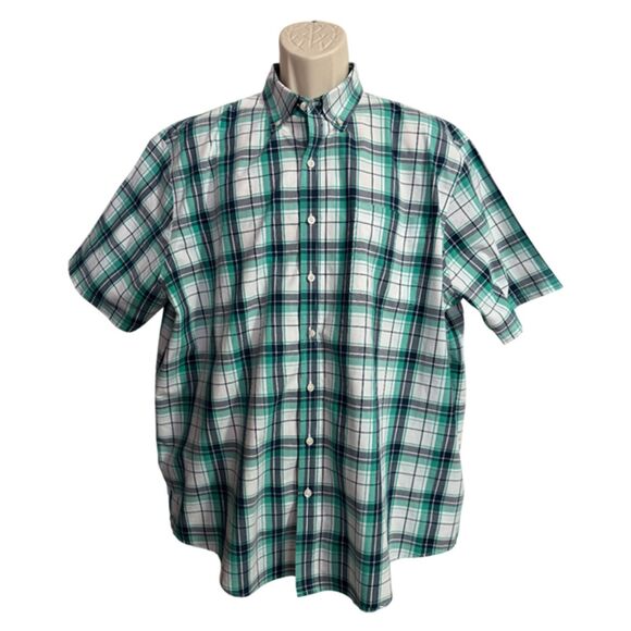 Croft & Barrow Aqua & Gray Plaid Short Sleeve Shirt Size XXL - Picture 3 of 11